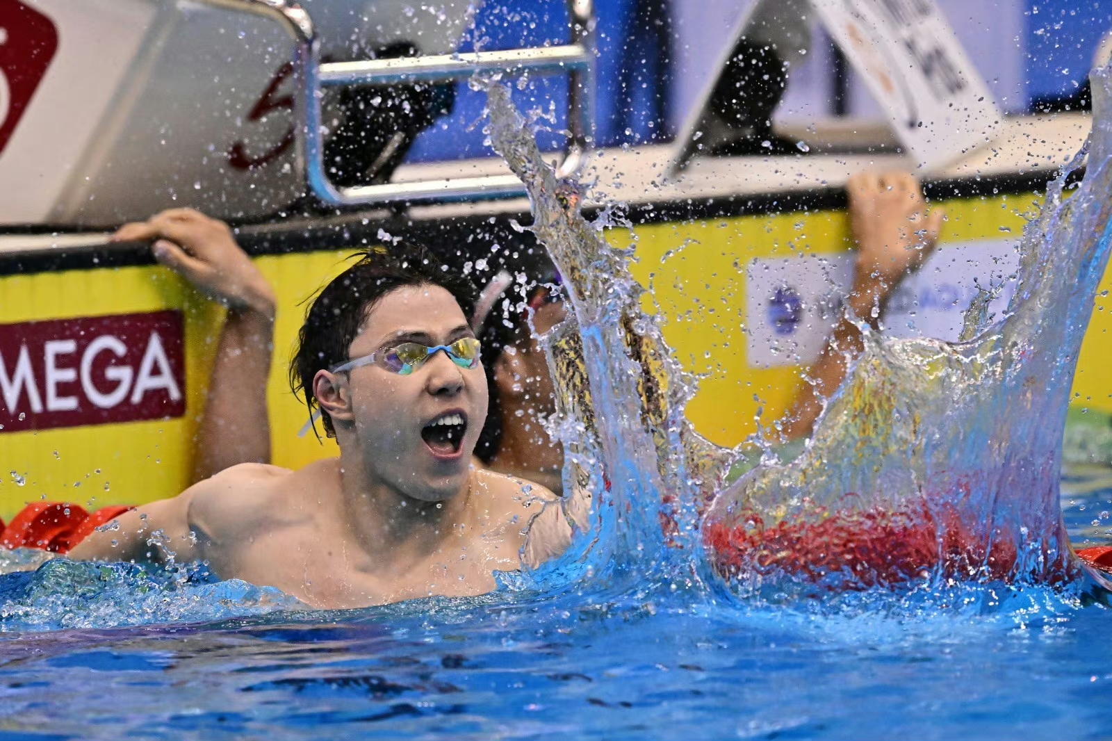 关于游泳决赛选手尽展实力，争夺头名的信息